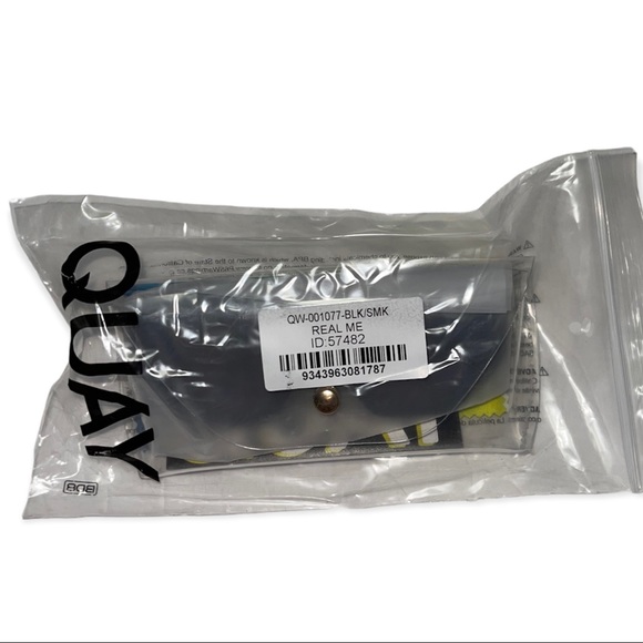 QUAY Real Me Sunglasses Black Frame Smoke Gradient Lenses Geometric Shape - Picture 7 of 10